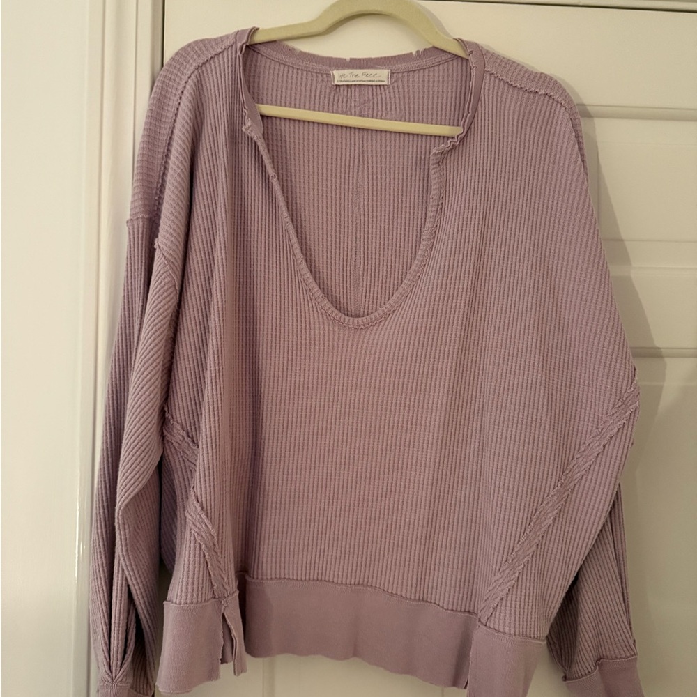 Free People Purple Waffle Knit Top